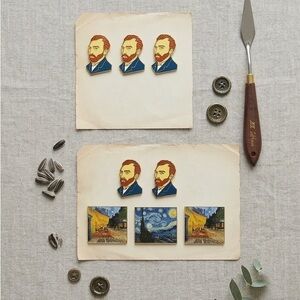 Van Gogh Art Enamel Pin Lot Starry Night Sunflower Artist Pins Set
